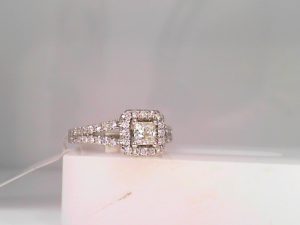 Lady's White 14 Karat Contemporary Engagement Ring Size 5 With One 0.30Ct Princess I Si1 Diamond And 0.28Tw Round Diamonds
GIA Inscription on center stone 2195428120