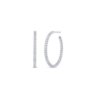 Lady's White 14 Karat Insd Out Hoop Dia Earrings With 42=2.00Tw Round G/H Si2 Diamonds