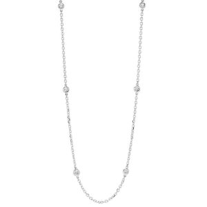 Lady's White 14 Karat Necklace Length 18 With  6 staged 1.00Tw Round Diamonds
Lobster Clasp
