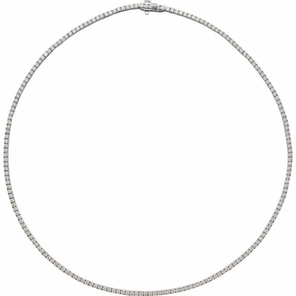Lady's White 14 Karat Clascten 4Prong Basket Necklace Length 24 6.15tw Round H/I SI3 Diamonds
