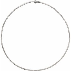Lady's White 14 Karat Tennis Necklace Necklace Length 18 9.07tw Round G/H SI1 Diamonds