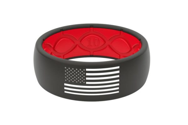 White/Red Line Flag Ring Size 10