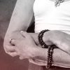 Silver Bracelets Style=K40-6706
8mm LAVA ROCK  w/ SCROLL Charm and RED CORAL Bead
Metal=Sterling Silver Color=Black - Image 2