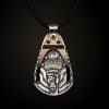 William Henry is proud of our American heritage, and we pay homage to the strength and ideals that created the dream we all share. The Denali is a striking pendant wrought in sterling silver with artwork that captures the iconography of our history. A wishbone clip in PVD black coated stainless steel holds one to three guitar picks, and whether you play guitar or you don’t, this piece is gorgeous on the neck. Finished with a fine stitched leather cord and sterling silver clasp, entirely built in our Oregon studio. - Image 3