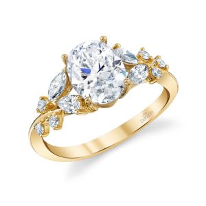 Lady's Yellow 14 Karat Hemera Bridal Engagement Ring Size 6.5 11 = 0.11tw Round Diamonds
2 = 0.15tw Pear Diamonds
2 = 0.15tw Oval Diamonds
A yellow gold ring with an oval diamond center, accented by marquise, pear, and round diamonds.

Carat Total Weight : 02-PD 0.15, 02-MD, 06-RD 0.10 CTS

Stone Info: OV:10×8