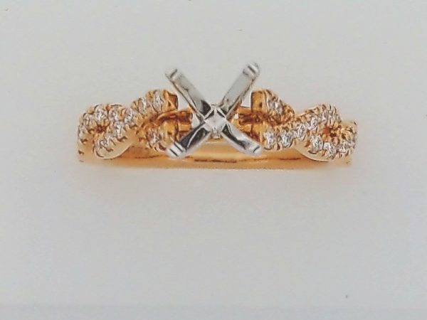 Lady's Rose 14 Karat Infinity Engagement Ring Size 6.75 With 36 = 0.15Tw Round E/F Si1 Diamonds