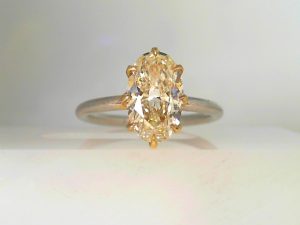 Lady's Two Tone 14 Karat Contemporary Fashion Ring Size 7 one 2.06ct Oval K (yellow) VS2 Diamond US 914014726D