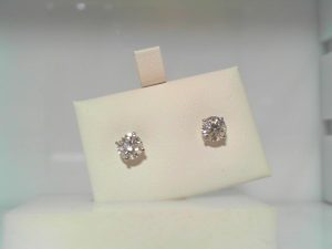 Lady's White 14 Karat Stud Earrings With 2=1.47Tw Round G/H Si2 Diamonds