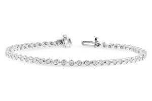 Lady's White Polished 14 Karat Tennis  Style Bracelet Length 7 with  0.50tw Round G SI3 Diamonds