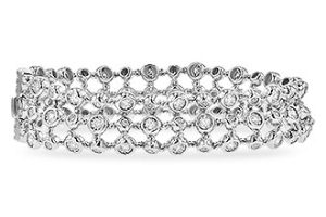 Lady's White Polished 14 Karat Triple Row Tennis Style Bracelet Length 7 with  102=2.00tw Round G SI3 Diamonds