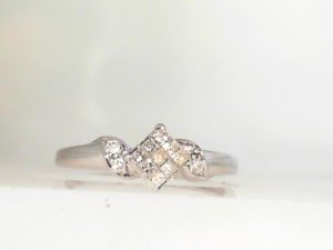 Lady's White 14 Karat Cluster Engagement Ring With Round Diamonds