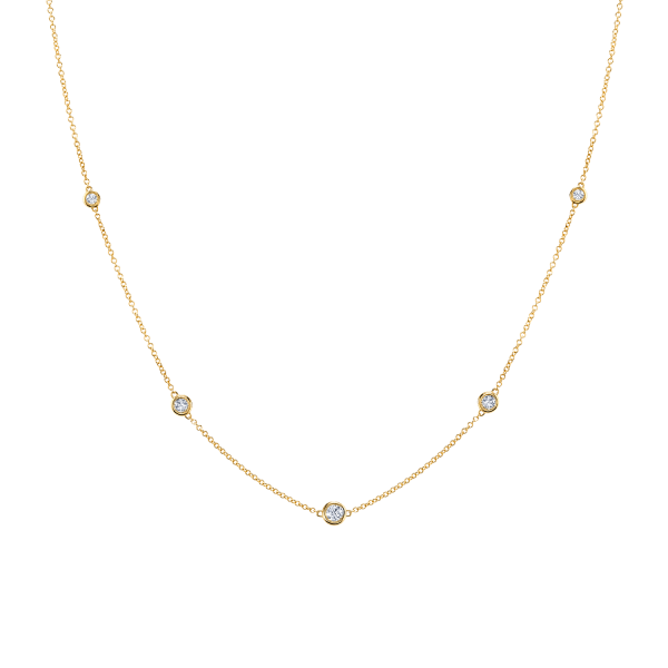 Lady's Yellow 18 Karat Necklace Length 18 9=0.36tw Round Staged  Diamonds