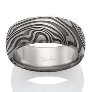 Gent's Notan Pattern Damascus Ploof Fashion Ring Size 11