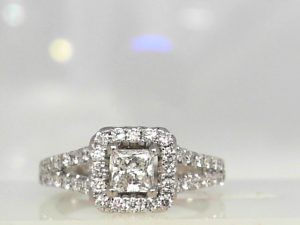 Lady's Square Halo Engagement Ring