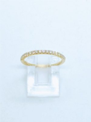 Lady's Yellow 18 Karat Half Anniversary Wedding Band Size 6.5 With 18=0.24Tw Round F/G Si1 Diamonds