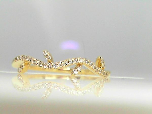 14 Karat Yellow Gold  Micro Pave Vine Fashion Ring Size 6.5 With 31=0.10Tw Round G/H Si2 Diamonds - Image 2
