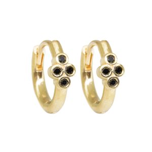 Lady's Yellow  14 Karat Natural Diamond 14K Hoops with 8=1.20mm Round Black Diamonds
13 mm hoop