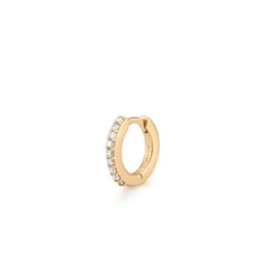 Carly Yellow 14 Karat Single Mini  Hoop Earring With Round Natural Diamonds
