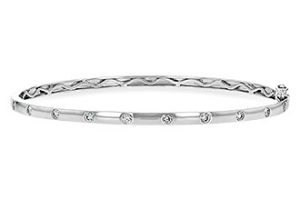 Lady's White 14 Karat Bangle Bracelet With 0.40Tw Round Diamonds