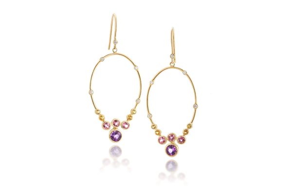 Corona Astralis Small Earrings with Gemstones
SKU: SESS-CONH-3b
$1,895.00

Material14k

These smaller hoops from the Constellation Collection are just 3/4" smaller than their larger sisters, with no change to the size of the gemstones. Shown in blueombre with tanzanites, sapphires and diamonds, they are available in multi-color stones.

Size: 1.5” L x 0.75” W 
Stones: 0.14ct diamonds; 2.17ct tanzanites, pink & green sapphires