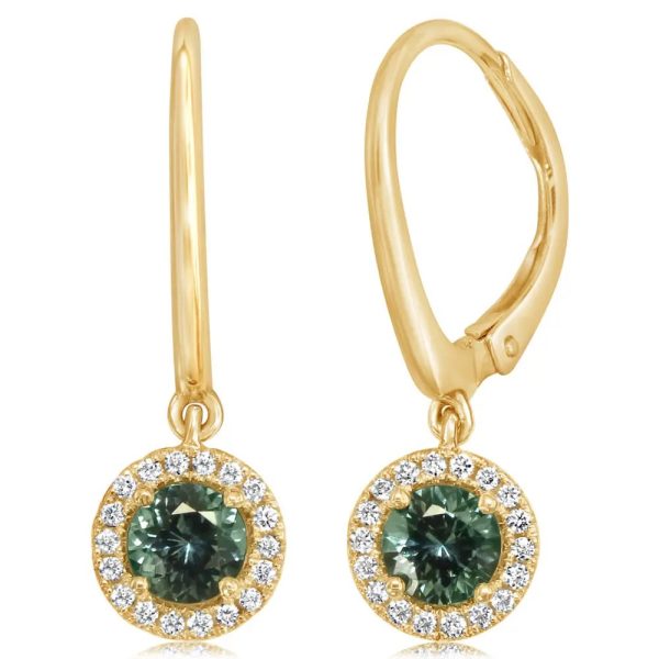 Lady's Yellow 14 Karat Drop Earrings With 2=0.68Tw Round Bluish Green MontanaSapphires And 36=0.11Tw Round Diamonds
Type: Earrings
Metal Type: 14K Yellow Gold
Gemstone:
Two 4.25 mm Round Montana Sapphires from Montana, USA (0.68 tcw) - 425MS - Enhancement: Heated
Total Gem Weight: 0.68 tcw
Diamonds:
Stone Count: 36
Total weight: 0.11 ct
Grade: G-H SI1