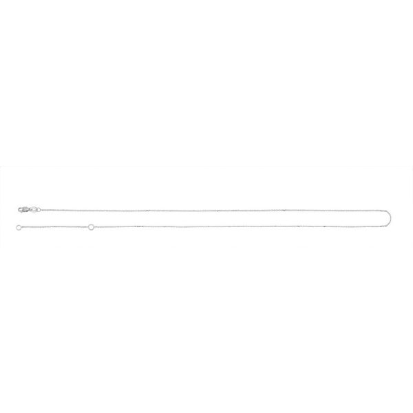 14 Karat, WG, Diamond Cut Cable Chain Adjustable  Length16- 18", 93mm with Lobster Clasp