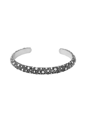 White Polished Sterling Silver Stingrgay Cuff Bracelet Bracelet Length 8.75