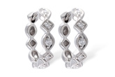 Lady's White 14 Karat Small Hoop Earrings With 0.22Tw Round Diamonds