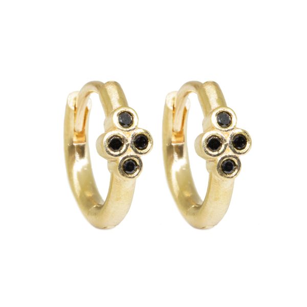 Lady's Yellow  14 Karat Natural Diamond 14K Hoops with 8=1.20mm Round Black Diamonds
13 mm hoop