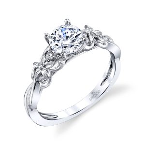 Lady's Lyria Solitaire White 14 Karat Satin  Engagement Ring Size 6.5 2=0.02tw Round F/G VS2 Diamonds Gram Wt: 3.16
A brilliant center stone sits atop diamond accents and satin finished flowers along twisted branches of high polished 14K gold in this organic design from the Lyria Bridal collection.

Diamond Info: 02-RD 0.02 cts

Fits center stone size RD: 6.0-7.0 MM center-diamondGUIDE

Center stone not included.
