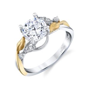 Lady's Yellow 14 Karat Lyria Leaves Engagement Ring Size 6.5 With 6 = Round Diamonds Gram Wt: 3.51
Lyria Leaves 2-Tone Diamond Ring

Diamond Info: 06-RD 0.10

Fits center stone: RD: 8.20 center-diamondGUIDE

Center stone not included.