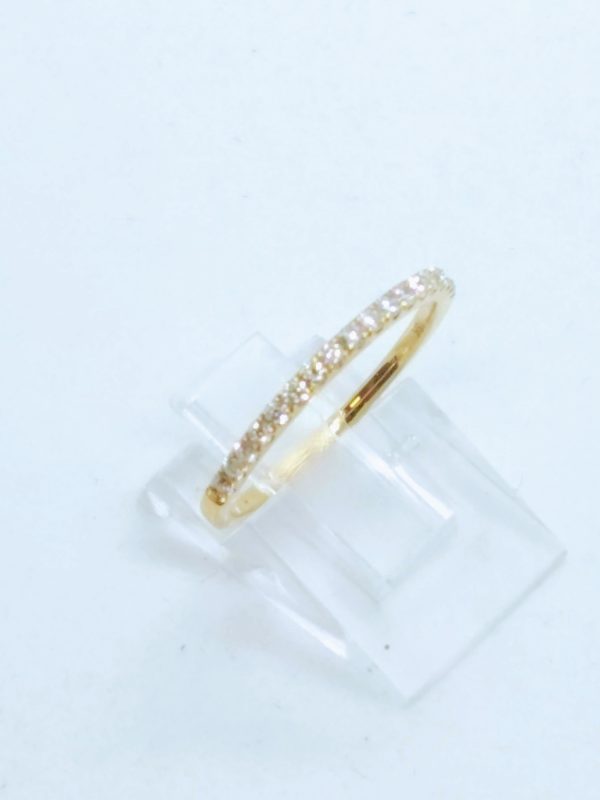 Lady's Yellow 18 Karat Half Anniversary Wedding Band Size 6.5 With 18=0.24Tw Round F/G Si1 Diamonds - Image 2