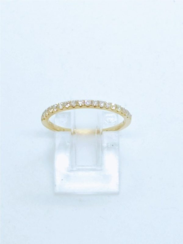 Lady's Yellow 18 Karat Half Anniversary Wedding Band Size 6.5 With 18=0.24Tw Round F/G Si1 Diamonds
