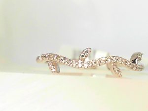 Lady's White 14 Karat Wedding Band Size 7 With 31=0.10Tw Round Diamonds in Open Vine Pattern