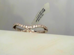 Lady'sWhite 14 Karat Diamond/Millgrain Double Wave Wedding Band Size 7 20=0.11tw Round Diamonds