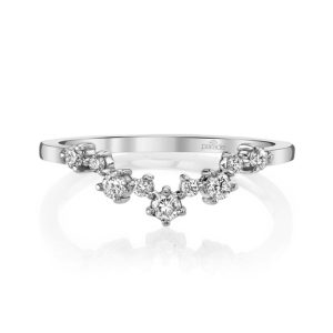 Lady's White 14 Karat Lumiere Bridal Fashion Ring Size 6.5 With 9 = 0.20Tw Round Diamonds
A sprinkling of brilliant white diamonds set along a chevron band of gleaming 18K gold from the Lumiere Bridal Collection. Simply charming alone, stacked, or as a matching wedding band.

Diamond Info: 09-RD 0.20 CTS
