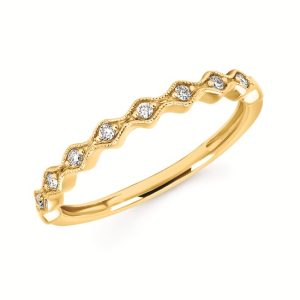 Lady's White 14 Karat 8 Marquise Milgrain Station Fashion Ring Size 6.5 8=0.08tw Round G/H SI1 Diamonds