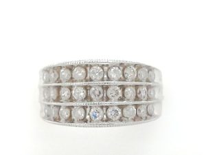 Lady's White 14K Multi Row Dia Fashion Ring Size 5 With 27 = 0.81Tw Round H/I I1 Diamonds