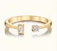 Lady's Yellow 14 Karat Baguette & Round Open Work Fashion Ring Size 6.5
 one = 0.07ct Baguette Diamond
one = 0.06ct Round Diamond
 Gram Wt.: 1.87