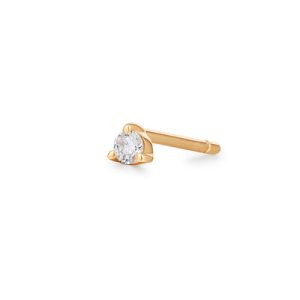 Una SINGLE Yellow 14 Karat Stud Earring 1 Round Natural  Diamond
