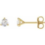 SINGLE Lady's Yellow 14 Karat Stud Earrings 1=0.18ct Round G/H SI3 Diamond Friction back