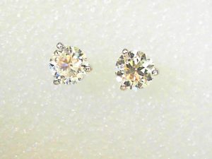 Lady's White 14 Karat Stud Earrings 2=3.01tw Round G/H SI3 Natural Diamonds