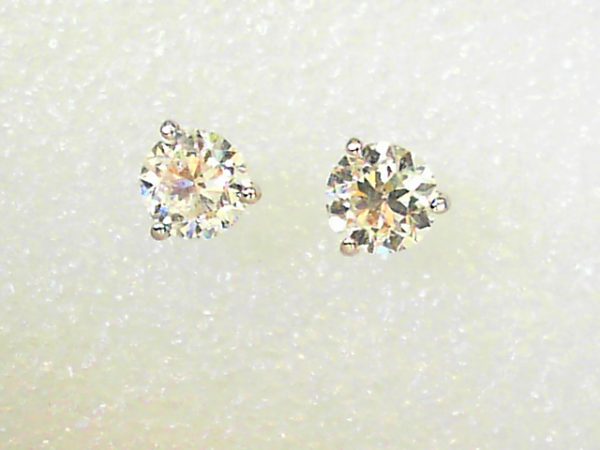 Lady's White 14 Karat Stud Earrings 2=3.01tw Round G/H SI3 Natural Diamonds