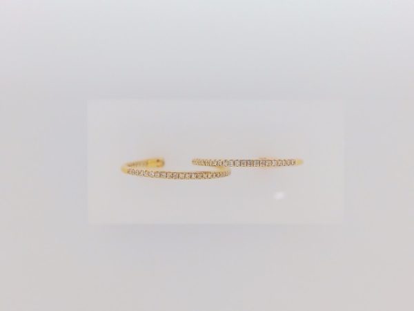 Lady's Yellow 18 Karat Medium Hoop Earrings With 80=0.02Tw Round Diamonds