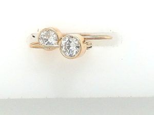 Lady's Yellow 14 Karat Leverback Earrings With 2 = 0.70Tw Round F/G Si1 Diamonds