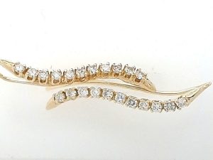 Lady's Yellow 14 Karat Shepard Hook Earrings With 22 = 0.25Tw Round Diamonds