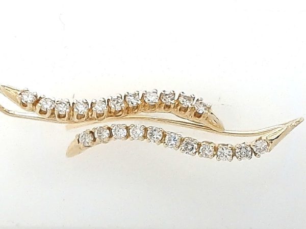 Lady's Yellow 14 Karat Shepard Hook Earrings With 22 = 0.25Tw Round Diamonds
