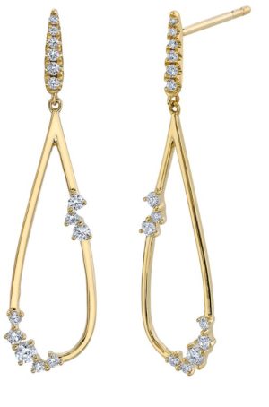 Lady's Yellow 14 Karat Dangle Diamond Earrings Earrings With 28 = 1.86Tw Round G/H Si1 Diamonds Gram Wt: 1.86