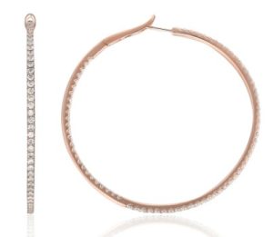 Lady's Yellow 14 Karat Diamond Cut Hoop Earrings 132 = 0.34tw Round F/G SI1 Diamonds Gram Wt: 4.20