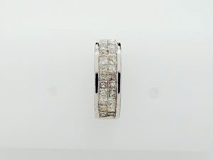 Lady's White 14 Karat Dia Bar Pendant With = 1.00Tw Princess Diamonds